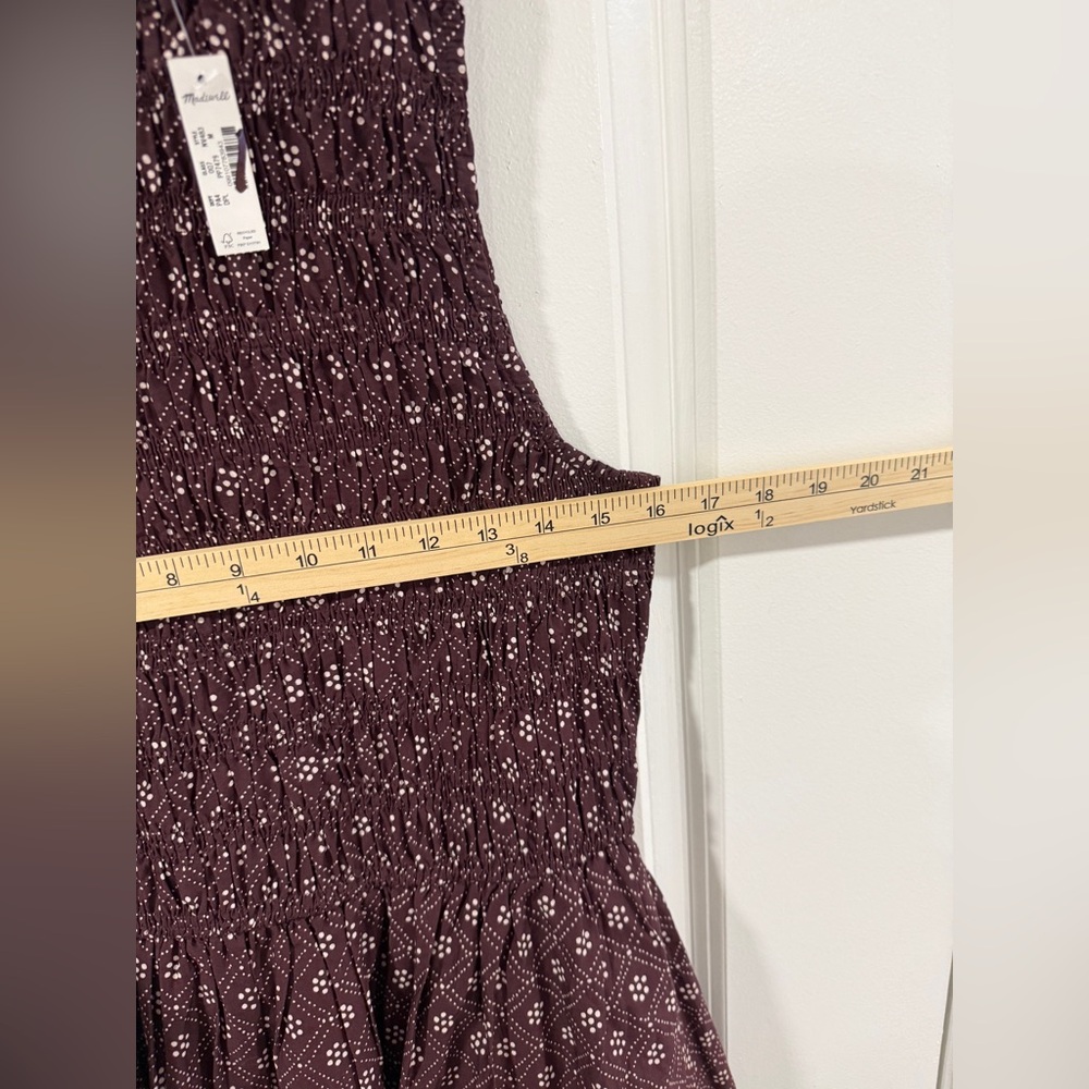 NWT Madewell Melody Smocked Midi Dress M Dusty Plum Cotton Pockets - Picture 9 of 16